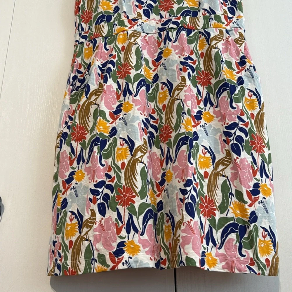 Boden Florrie Tropical Bird Floral Jersey Dress Cap Sleeve Pocket Stretch 16/18R - Picture 9 of 15